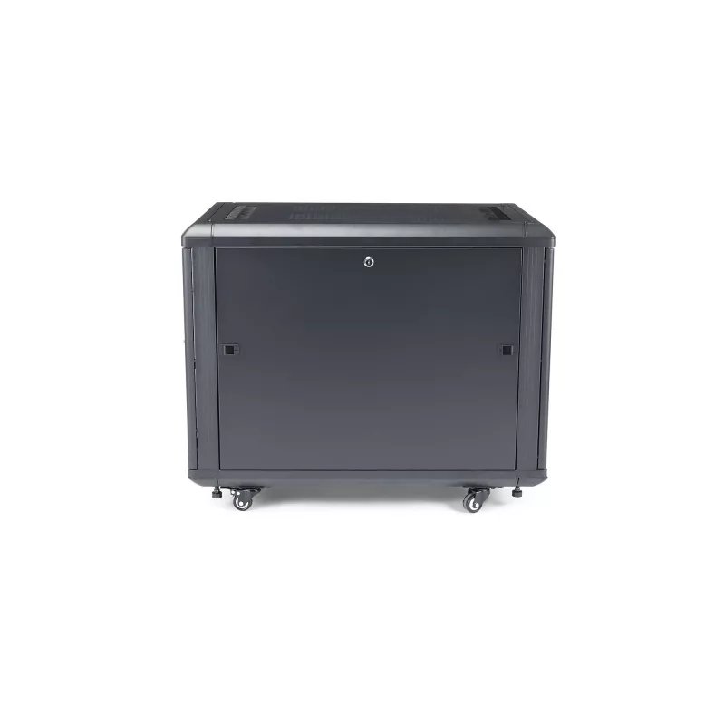 StarTech.com 4-atraminis 12U serverių stelažų spinta, rakinama 19 inch duomenų stelažo spinta kompiuterinei / AV / IT įrangai, biuro / namų tinklo stelažas su ratukais ir reguliuojamais tvirtinimo bėgiais