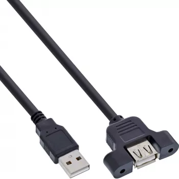 InLine USB 2.0 adapterio kabelis, Type A kištukas / A lizdas, skirtas lizdo laikikliui, 0,6 m