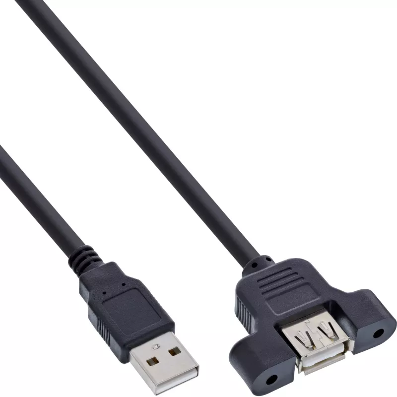 InLine USB 2.0 adapterio kabelis, Type A kištukas / A lizdas, skirtas lizdo laikikliui, 0,6 m