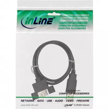 InLine USB 2.0 adapterio kabelis, Type A kištukas / A lizdas, skirtas lizdo laikikliui, 0,6 m