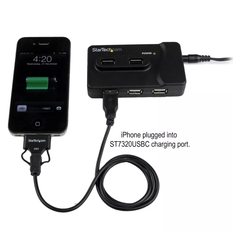 StarTech.com 6 prievadų USB 3.0 / USB 2.0 kombinuotas šakotuvas su 2A įkrovimo prievadu – 2x USB 3.0 ir 4x USB 2.0