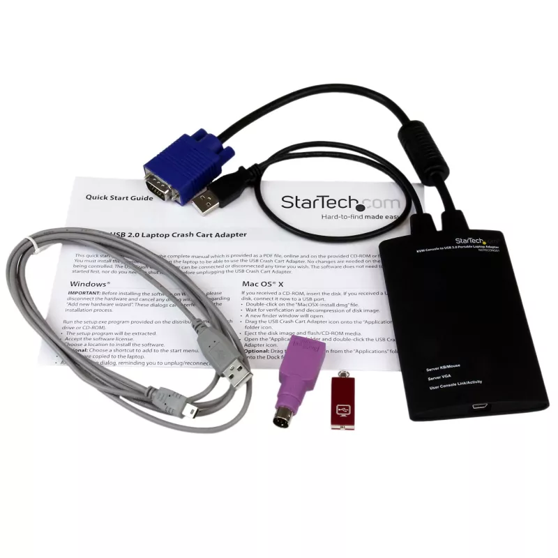 StarTech.com KVM konsolės prie USB 2.0 nešiojamojo kompiuterio avarinio vežimėlio adapteris