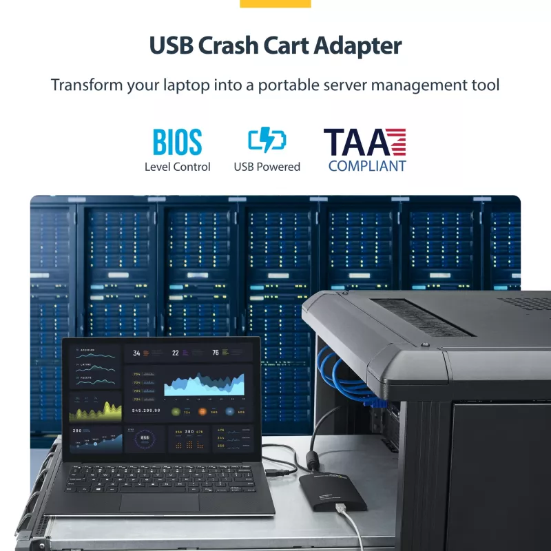 StarTech.com KVM konsolės prie USB 2.0 nešiojamojo kompiuterio avarinio vežimėlio adapteris