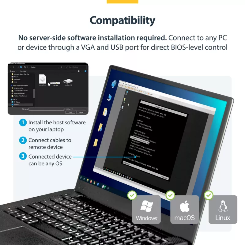 StarTech.com KVM konsolės prie USB 2.0 nešiojamojo kompiuterio avarinio vežimėlio adapteris