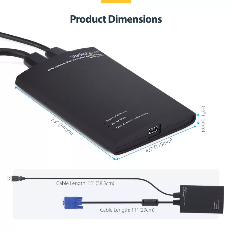 StarTech.com KVM konsolės prie USB 2.0 nešiojamojo kompiuterio avarinio vežimėlio adapteris