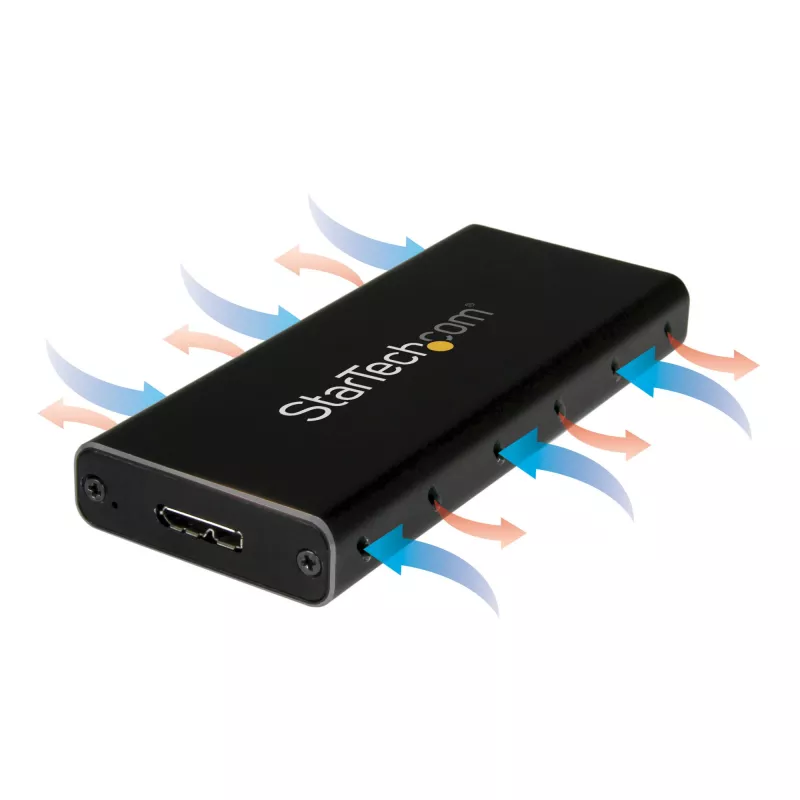 “StarTech.com” M.2 SSD korpusas, skirtas M.2 SATA SSD – USB 3.1 (10 Gb/s) su USB-C kabeliu