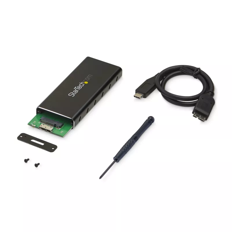 “StarTech.com” M.2 SSD korpusas, skirtas M.2 SATA SSD – USB 3.1 (10 Gb/s) su USB-C kabeliu