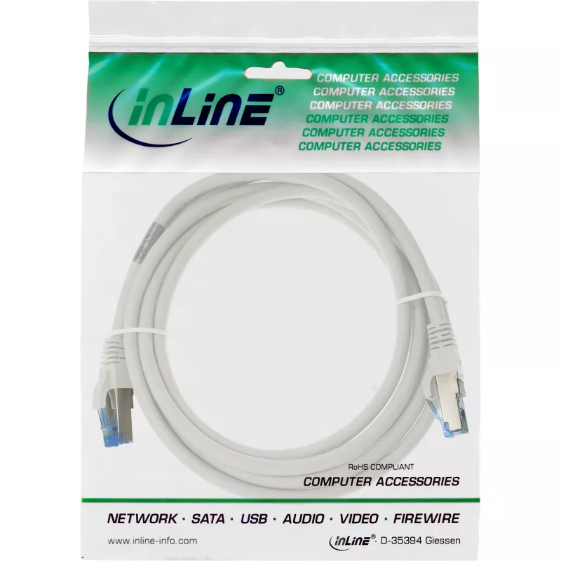 InLine komutacinis kabelis S/FTP PiMF Cat.6A halogen free 500MHz white 2m