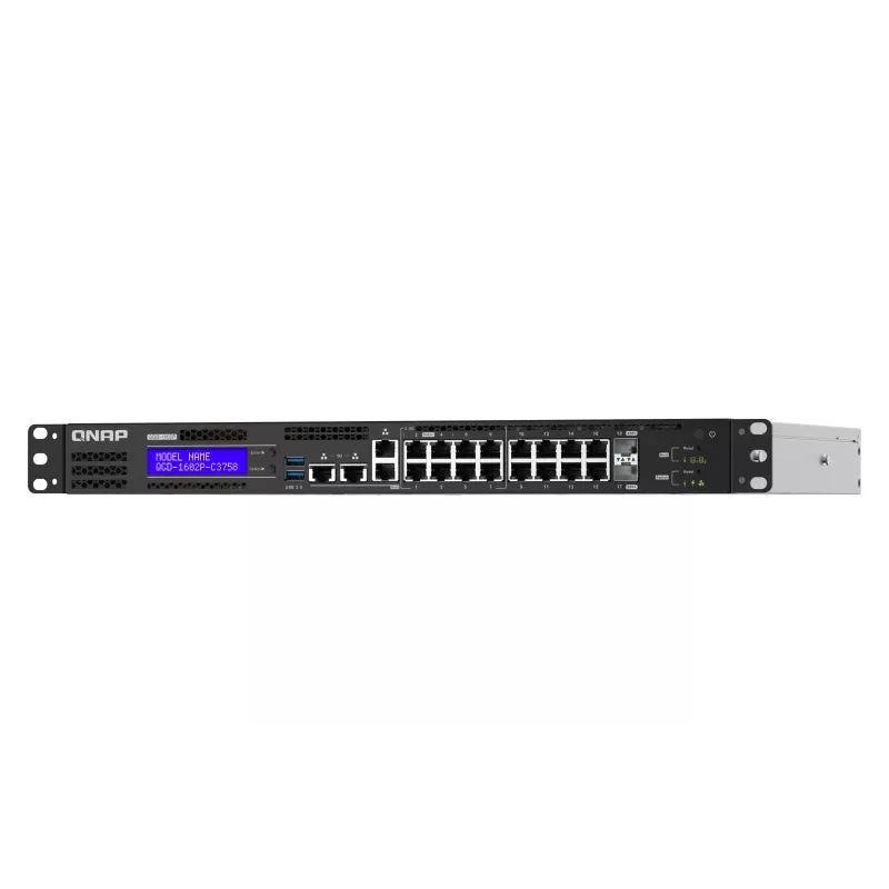 QNAP QGD-1602P valdomas L2 Gigabit Ethernet (10/100/1000) maitinimas per Ethernet (PoE) 1U juoda, pilka