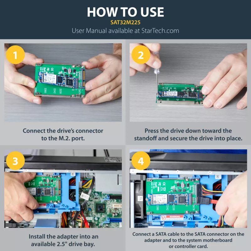 StarTech.com M.2 SATA SSD į 2.5 col. SATA adapteris - M.2 NGFF į SATA keitiklis - 7 mm - atviro rėmo laikiklis - M2 standžiojo disko adapteris