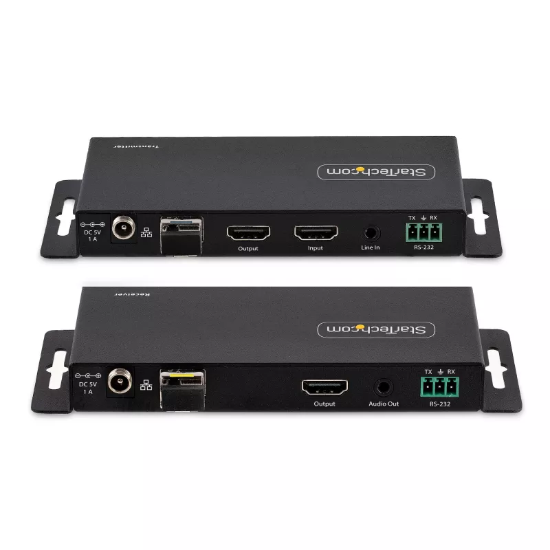 StarTech.com 4K HDMI pluošto ilgintuvo rinkinys, 4K 60Hz iki 3300 pėdų/1 km (vienmodis) arba 1000 pėdų/300 m (daugiamodis) LC šviesolaidis, HDR, HDCP, 3,5 mm garso/RS232/IR ilgintuvas, siųstuvo ir imtuvo rinkinys