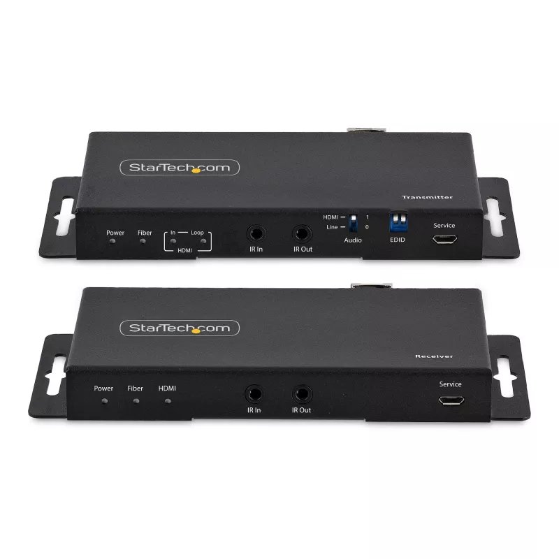 StarTech.com 4K HDMI pluošto ilgintuvo rinkinys, 4K 60Hz iki 3300 pėdų/1 km (vienmodis) arba 1000 pėdų/300 m (daugiamodis) LC šviesolaidis, HDR, HDCP, 3,5 mm garso/RS232/IR ilgintuvas, siųstuvo ir imtuvo rinkinys