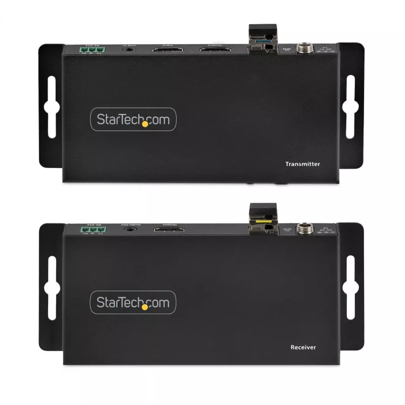 StarTech.com 4K HDMI pluošto ilgintuvo rinkinys, 4K 60Hz iki 3300 pėdų/1 km (vienmodis) arba 1000 pėdų/300 m (daugiamodis) LC šviesolaidis, HDR, HDCP, 3,5 mm garso/RS232/IR ilgintuvas, siųstuvo ir imtuvo rinkinys
