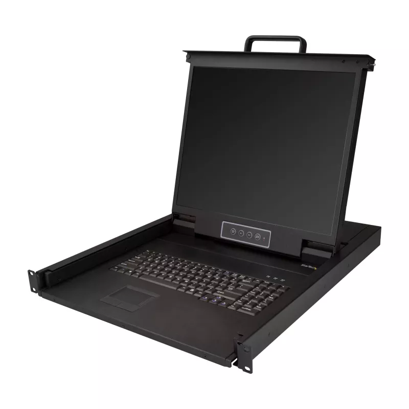 StarTech.com Rackmount KVM Console - Single Port VGA KVM with 19 inch LCD Monitor for Server Rack - Fully Featured Universal 1U LCD KVM Drawer w/Cables & Hardware - USB Support - 50,000 MTBF