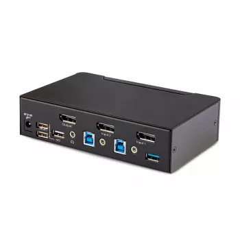 StarTech.com 2 prievadų DisplayPort KVM jungiklis, 8K 60Hz / 4K 144Hz, vienas ekranas, DP 1.4, 2x USB 3.0 prievadai, 4x USB 2.0 HID prievadai, mygtukinis ir sparčiųjų klavišų perjungimas, TAA atitiktis – OS nepriklausomas, metalinis korpusas