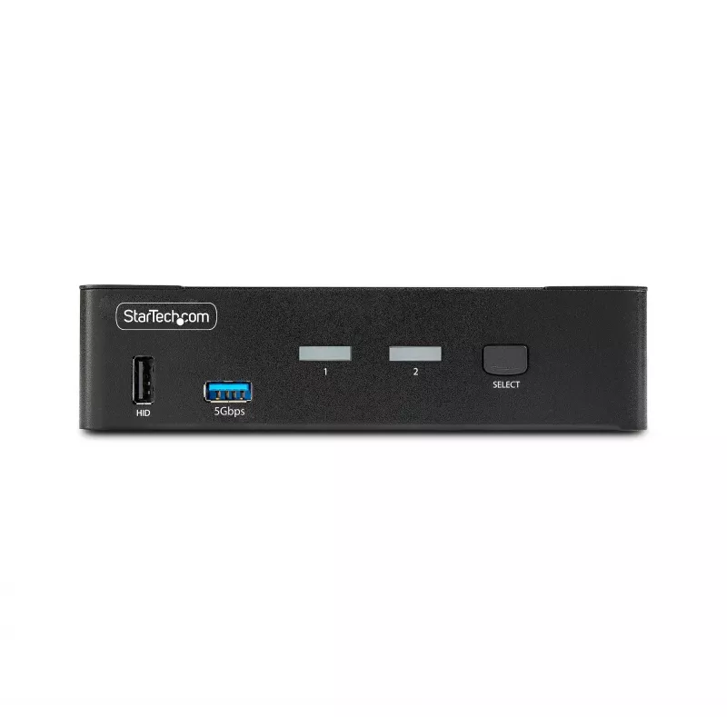 StarTech.com 2 prievadų DisplayPort KVM jungiklis, 8K 60Hz / 4K 144Hz, vienas ekranas, DP 1.4, 2x USB 3.0 prievadai, 4x USB 2.0 HID prievadai, mygtukinis ir sparčiųjų klavišų perjungimas, TAA atitiktis – OS nepriklausomas, metalinis korpusas