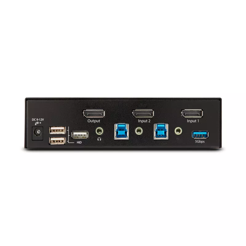 StarTech.com 2 prievadų DisplayPort KVM jungiklis, 8K 60Hz / 4K 144Hz, vienas ekranas, DP 1.4, 2x USB 3.0 prievadai, 4x USB 2.0 HID prievadai, mygtukinis ir sparčiųjų klavišų perjungimas, TAA atitiktis – OS nepriklausomas, metalinis korpusas