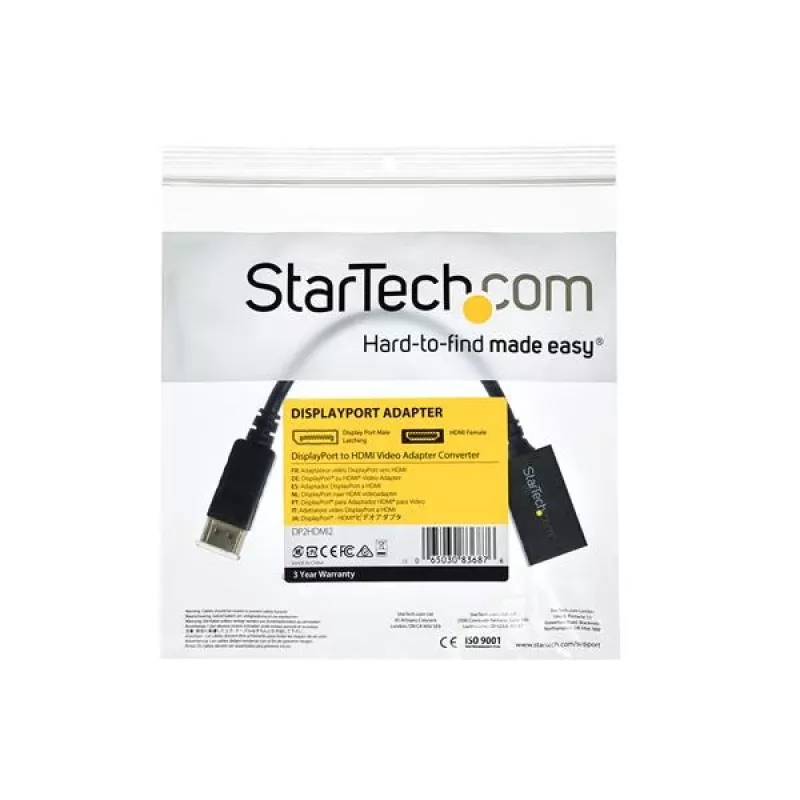 StarTech.com DisplayPort į HDMI adapteris - DP 1.2 į HDMI vaizdo keitiklis 1080p - DP į HDMI monitoriaus/televizoriaus/ekrano kabelio adapteris - pasyvus DP į HDMI adapteris - užfiksuojama DP jungtis