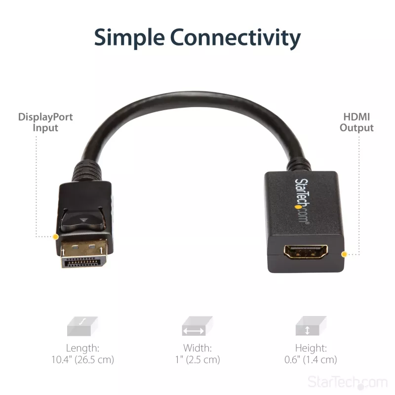 StarTech.com DisplayPort į HDMI adapteris - DP 1.2 į HDMI vaizdo keitiklis 1080p - DP į HDMI monitoriaus/televizoriaus/ekrano kabelio adapteris - pasyvus DP į HDMI adapteris - užfiksuojama DP jungtis