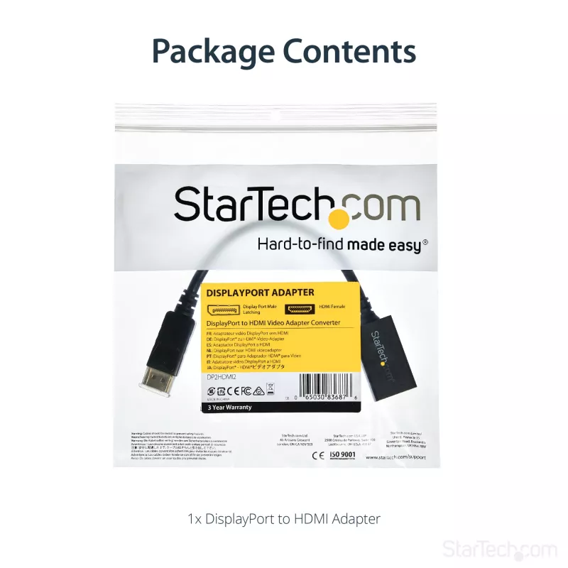 StarTech.com DisplayPort į HDMI adapteris - DP 1.2 į HDMI vaizdo keitiklis 1080p - DP į HDMI monitoriaus/televizoriaus/ekrano kabelio adapteris - pasyvus DP į HDMI adapteris - užfiksuojama DP jungtis