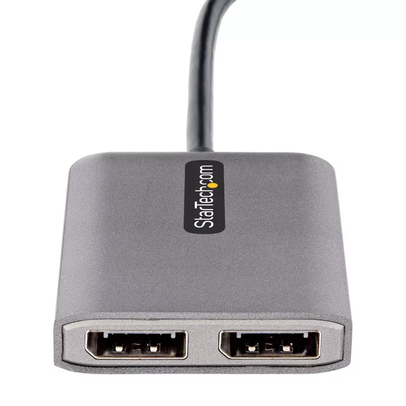 StarTech.com USB-C į dviejų DisplayPort 1.4 adapteris, USB Type-C kelių monitorių MST šakotuvas, dviejų 5K 60 Hz DP nešiojamojo kompiuterio ekrano plėtiklis / skirstytuvas, HDR, itin ilgas integruotas kabelis – tik „Windows“