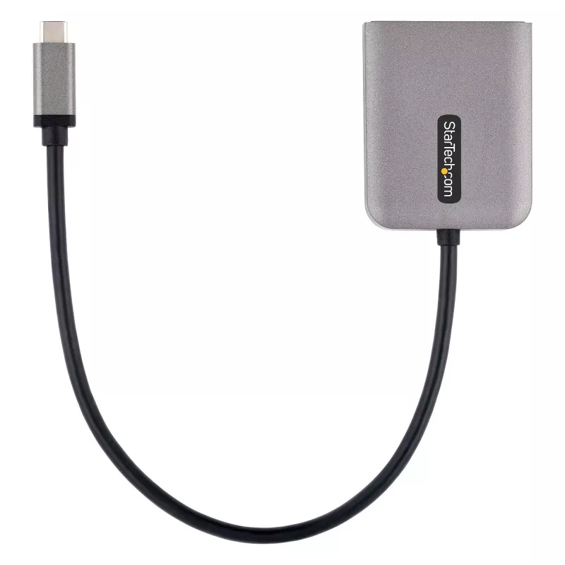 StarTech.com USB-C į dviejų DisplayPort 1.4 adapteris, USB Type-C kelių monitorių MST šakotuvas, dviejų 5K 60 Hz DP nešiojamojo kompiuterio ekrano plėtiklis / skirstytuvas, HDR, itin ilgas integruotas kabelis – tik „Windows“