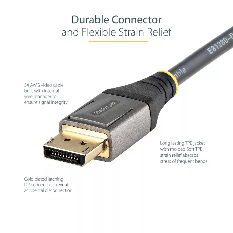 StarTech.com 13 pėdų (4 m) VESA sertifikuotas DisplayPort 1.4 laidas – 8K 60Hz HDR10 – Ultra HD 4K 120Hz vaizdo – DP 1.4 laidas / kabelis – monitoriams / ekranams – DisplayPort į DisplayPort laidas – M/M