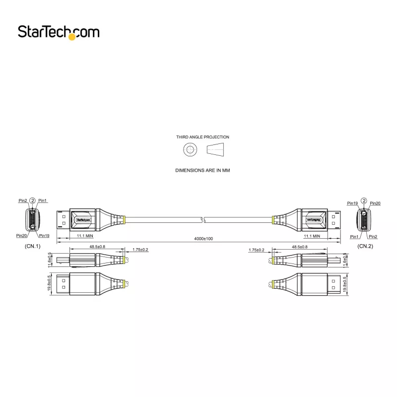 StarTech.com 13 pėdų (4 m) VESA sertifikuotas DisplayPort 1.4 laidas – 8K 60Hz HDR10 – Ultra HD 4K 120Hz vaizdo – DP 1.4 laidas / kabelis – monitoriams / ekranams – DisplayPort į DisplayPort laidas – M/M