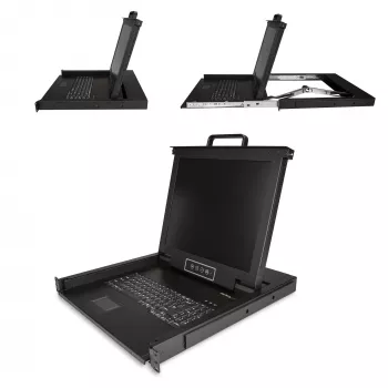 StarTech.com stelažinis KVM pultas - vieno prievado VGA KVM su 17 colių LCD monitoriumi serverio stelažui - pilnai funkcionalus universalus 1U LCD KVM stalčius su kabeliais ir tvirtinimo detalėmis - USB palaikymas - 50 000 MTBF