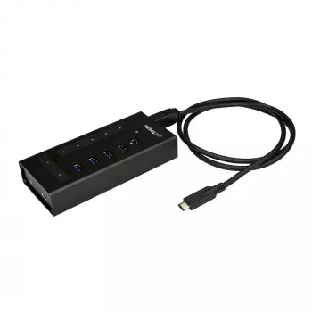 StarTech.com 7 prievadų USB C koncentratorius – USB Type-C į 2x USB-C/5x USB-A – komercinis metalinis USB 3.0 koncentratorius – SuperSpeed USB 3.2 Gen 1 (5 Gbps) – maitinamas iš tinklo – BC 1.2 greitasis įkrovimas – tvirtinamas / patvarus