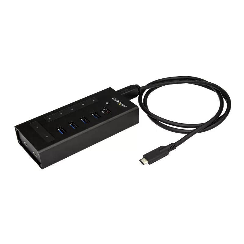 StarTech.com 7 prievadų USB C koncentratorius – USB Type-C į 2x USB-C/5x USB-A – komercinis metalinis USB 3.0 koncentratorius – SuperSpeed USB 3.2 Gen 1 (5 Gbps) – maitinamas iš tinklo – BC 1.2 greitasis įkrovimas – tvirtinamas / patvarus