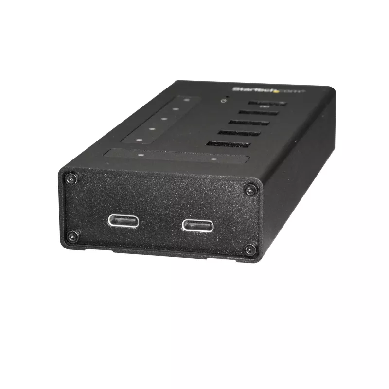 StarTech.com 7 prievadų USB C koncentratorius – USB Type-C į 2x USB-C/5x USB-A – komercinis metalinis USB 3.0 koncentratorius – SuperSpeed USB 3.2 Gen 1 (5 Gbps) – maitinamas iš tinklo – BC 1.2 greitasis įkrovimas – tvirtinamas / patvarus