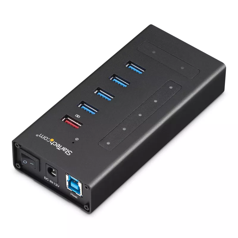 StarTech.com 7 prievadų USB C koncentratorius – USB Type-C į 2x USB-C/5x USB-A – komercinis metalinis USB 3.0 koncentratorius – SuperSpeed USB 3.2 Gen 1 (5 Gbps) – maitinamas iš tinklo – BC 1.2 greitasis įkrovimas – tvirtinamas / patvarus