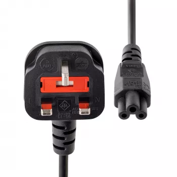 „StarTech.com“ 3 pėdų (1 m) JK nešiojamojo kompiuterio maitinimo laidas, BS 1363 į C5 (dobilėlio lapas), 2,5 A 250 V, 18AWG, JK nešiojamojo kompiuterio pakaitinis laidas, spausdintuvo maitinimo laidas, nešiojamojo kompiuterio įkroviklio laidas, nešiojamojo kompiuterio maitinimo bloko laidas