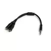 StarTech.com ausinių adapteris ausinėms su atskirais ausinių / mikrofono kištukais – 3,5 mm 4 kontaktų į 2x 3 kontaktų 3,5 mm (V/M)