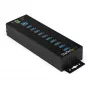 StarTech.com 10 prievadų USB 3.0 šakotuvas su maitinimo adapteriu – metalinis pramoninis USB-A šakotuvas su ESD ir 350 W apsauga nuo viršįtampių – tvirtinamas DIN bėgeliu / prie sienos / po stalu – didelės spartos USB 3.2 Gen 1 (5 Gb/s) šakotuvas