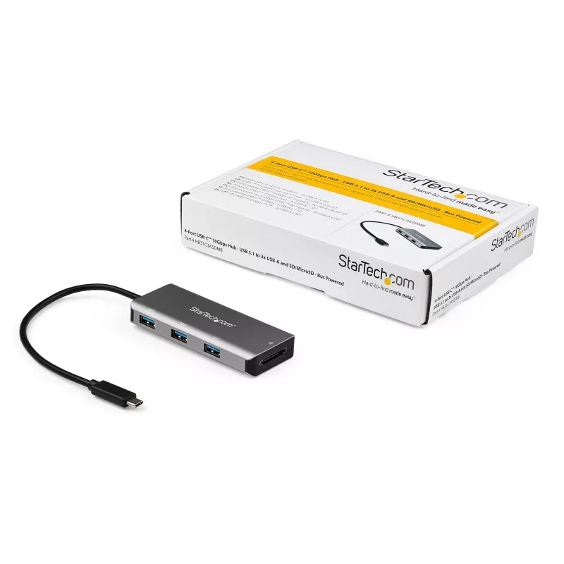 StarTech.com 3 prievadų 10 Gbps USB C šakotuvas su SD kortelių skaitytuvu – 3x USB-A ir 1x SD lizdas – Nešiojamas USB 3.1/3.2 Gen 2 Type C adapterio šakotuvas – Nešiojamojo kompiuterio šakotuvas – Maitinamas per USB magistralę – Suderinamas su Thunderbolt 3 ~ 3 prievadų 10 Gbps USB C šakotuvas su SD kortelių skaitytuvu – 3x USB-A ir 1x SD lizdas – Nešiojamas USB 3.2 Gen 2 Type C adapterio…