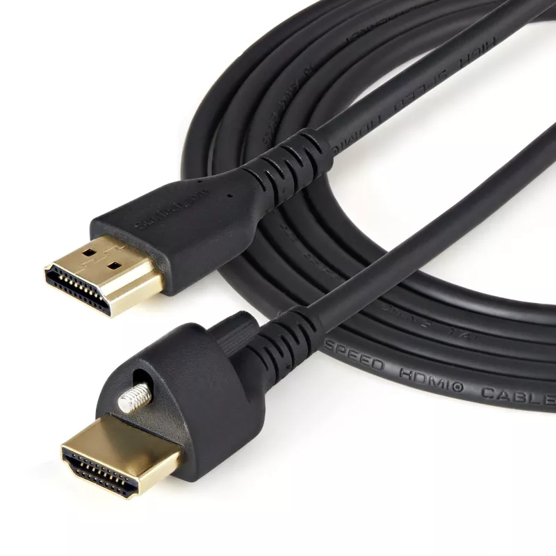 StarTech.com 6 pėdų (2 m) HDMI laidas su užrakinimo varžtu - 4K 60Hz HDR - Didelės spartos HDMI 2.0 monitoriaus laidas su užrakto varžto jungtimi saugiam prijungimui - HDMI laidas su Ethernet - M/M
