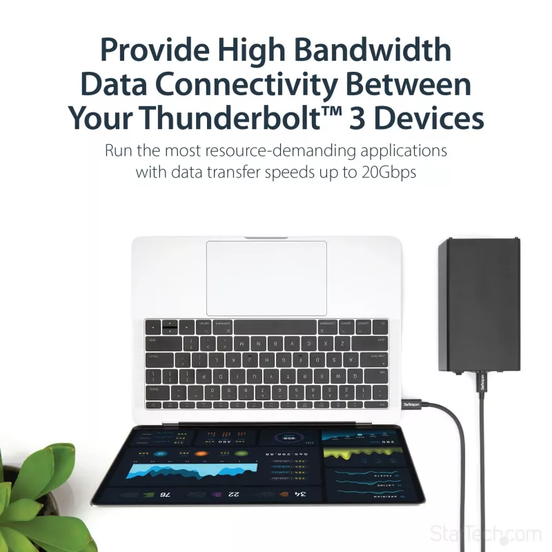 StarTech.com 1 m Thunderbolt 3 (20 Gbps) USB-C kabelis – suderinamas su Thunderbolt, USB ir DisplayPort