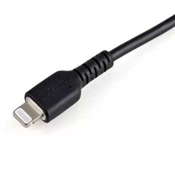 StarTech.com 6 colių (15 cm) patvarus juodas USB-A į „Lightning“ laidas – tvirtas, standus, su aramido pluoštu, USB A tipo į „Lightning“ įkroviklio / sinchronizavimo maitinimo laidas – „Apple MFi“ sertifikuotas, skirtas „iPad“ / „iPhone 12“