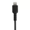 StarTech.com 6 colių (15 cm) patvarus juodas USB-A į „Lightning“ laidas – tvirtas, standus, su aramido pluoštu, USB A tipo į „Lightning“ įkroviklio / sinchronizavimo maitinimo laidas – „Apple MFi“ sertifikuotas, skirtas „iPad“ / „iPhone 12“