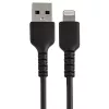 StarTech.com 6 colių (15 cm) patvarus juodas USB-A į „Lightning“ laidas – tvirtas, standus, su aramido pluoštu, USB A tipo į „Lightning“ įkroviklio / sinchronizavimo maitinimo laidas – „Apple MFi“ sertifikuotas, skirtas „iPad“ / „iPhone 12“