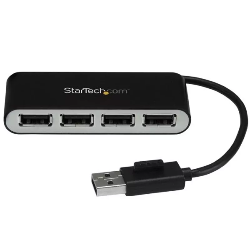 StarTech.com 4 prievadų nešiojamasis USB 2.0 šakotuvas su integruotu kabeliu