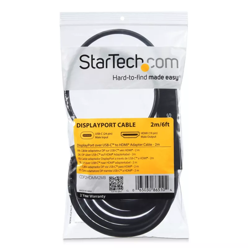 StarTech.com 6 pėdų (2 m) USB C į HDMI laidas – 4K 30 Hz USB Type-C į HDMI vaizdo ekrano keitiklis – USB-C DP alt režimo į HDMI monitoriaus adapterio laidas – Suderinamas su Thunderbolt