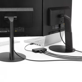 StarTech.com USB 3.0 Mini dokas – dviejų monitorių USB-A dokas su DisplayPort 4K 60Hz vaizdu ir Gigabitiniu eternetu – 1 pėdos (30 cm) kabelis – nešiojamasis USB 3.1 Gen 1 A tipo nešiojamojo kompiuterio adapteris