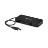 StarTech.com USB 3.0 Mini dokas – dviejų monitorių USB-A dokas su DisplayPort 4K 60Hz vaizdu ir Gigabitiniu eternetu – 1 pėdos (30 cm) kabelis – nešiojamasis USB 3.1 Gen 1 A tipo nešiojamojo kompiuterio adapteris