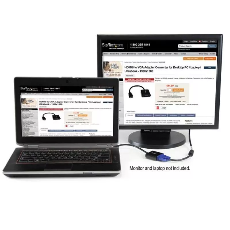 „StarTech.com“ HDMI į VGA adapterio keitiklis staliniam kompiuteriui / nešiojamam kompiuteriui / ultrabook'ui - 1920x1080