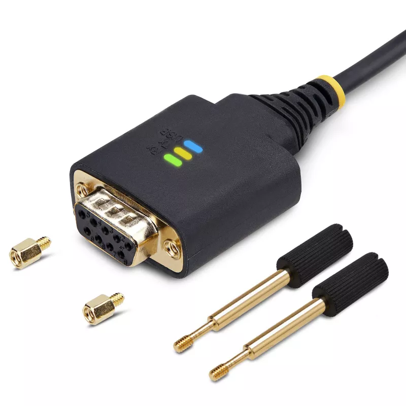StarTech.com 1 m USB į nulinio modemo nuoseklųjį adapterį laidas, keičiami DB9 varžtai/veržlės, COM išlaikymas, USB-A į RS232, FTDI, 4 lygio ESD apsauga, Windows/macOS/ChromeOS/Linux – tvirta termoplastinio elastomero (TPE) konstrukcija