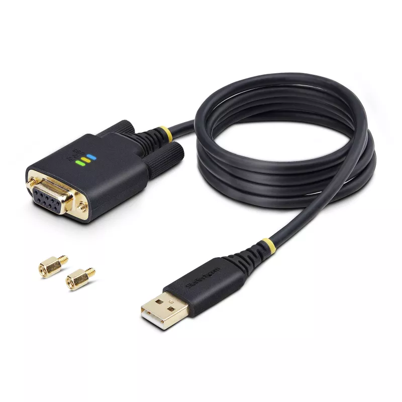 StarTech.com 1 m USB į nulinio modemo nuoseklųjį adapterį laidas, keičiami DB9 varžtai/veržlės, COM išlaikymas, USB-A į RS232, FTDI, 4 lygio ESD apsauga, Windows/macOS/ChromeOS/Linux – tvirta termoplastinio elastomero (TPE) konstrukcija