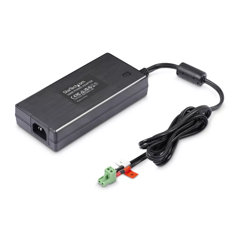 StarTech.com 160 W universalus nuolatinės srovės maitinimo adapteris (24 V / 6,6 A), 1,2 m 2 laidų laidas, 2/3 kontaktų gnybtų blokai, 100–240 V kintamosios/nuolatinės srovės išorinis maitinimo šaltinis, skirtas pramoniniams USB šakotuvams, NA/UK/EU/ANZ